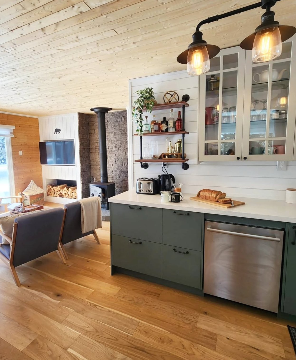Kitchen opening onto the living room